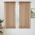 MIULEE Light Brown Linen Curtains 63 Inch Length 2 Panels by MIULEE