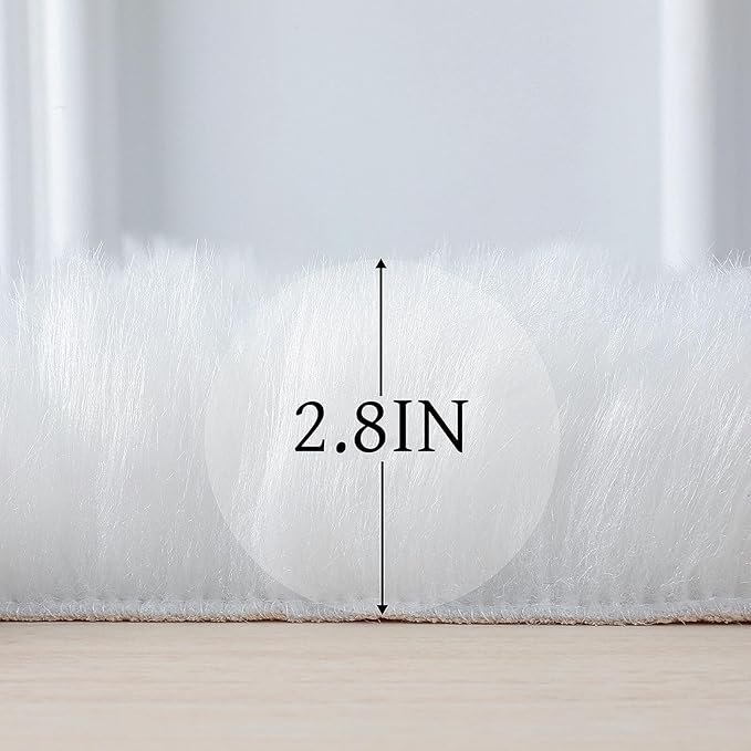 linmopm Faux Fur Rug Sheepskin Shag Fluffy Fuzzy White 2x3 ft Small Rugs - Image 2