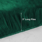 duduta Emerald Green Faux Sheepskin Throw Rug 2x3 ft, Fluffy Shag Small Bedside - Image 2