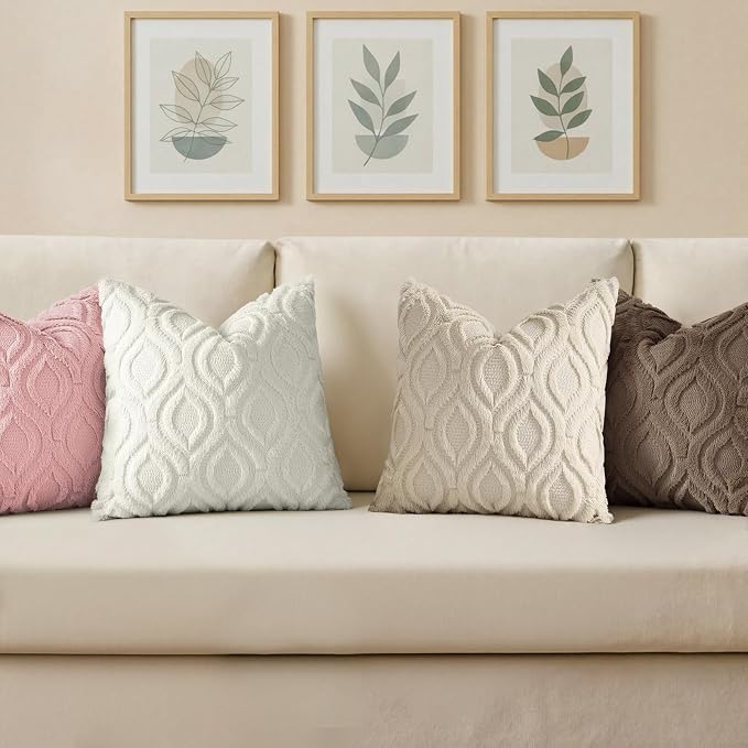 decorUhome Throw Pillow Covers 12x20 Inch Set of 2, Soft Plush Faux Wool Pink - Image 4
