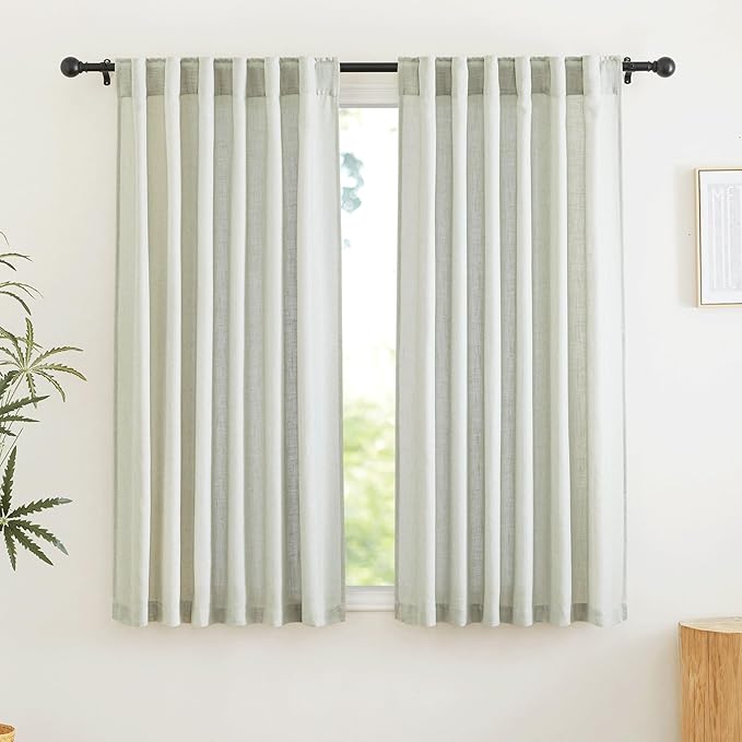 RYB HOME Linen Sheer Curtains for Window Treatments, Light Filtering Privacy by RYBHOME
