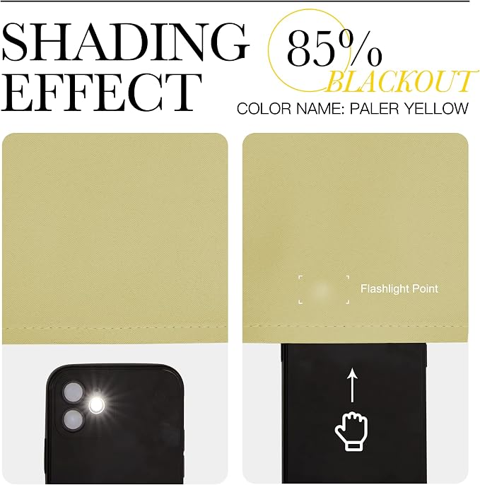 NICETOWN Bedroom Blackout Draperies Panels, 2 Panels, 42 x 72 Inch, Paler Yellow - Image 4