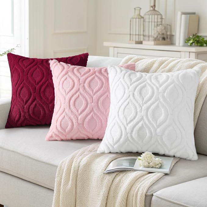 decorUhome Summer Throw Pillow Covers 26x26 Inch Set of 2, Soft Plush Faux Wool - Image 4