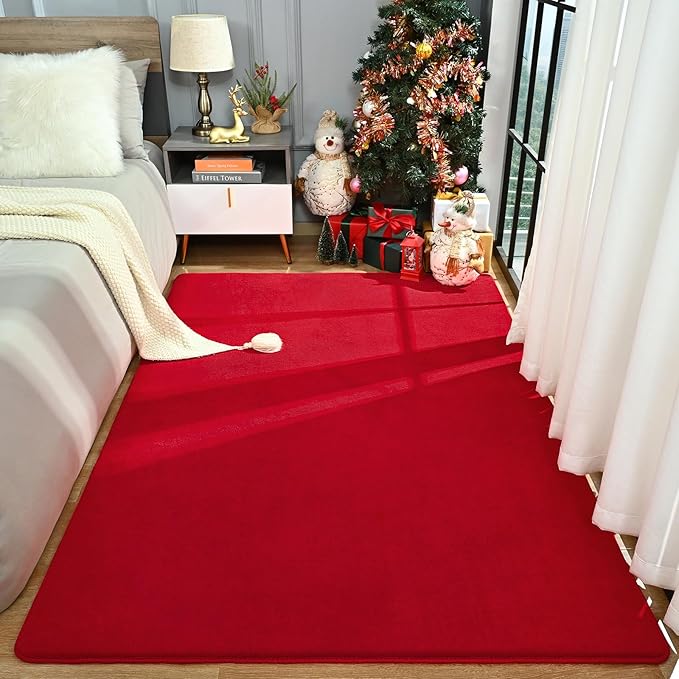 Amearea Large Modern Area Rugs for Bedroom Living Room, 6x9 Feet Red Thickened - Image 2