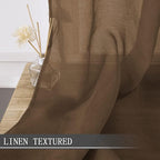 Tollpiz Sheer Curtains Living Room Linen Textured Curtain Sheers Light - Image 2