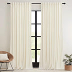 RYB HOME Ivory White Velvet Curtains 84 inches - Image 2