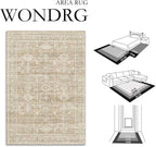 8x10 Washable Area Rug for Living Room Bedroom Vintage Beige Non Slip Carpet - Image 2