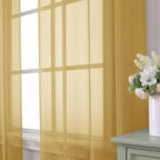 Aiyufeng Gold Sheer Curtain 90 Inches Long 2 Panels Set, Light Filtering Gold - Image 2