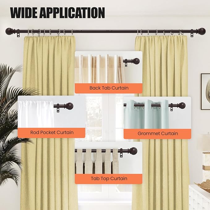 Curtain Rods for Windows 30 to 60 Inch, 5/8 Inch Heavy Duty Decorative Curtain - Image 7