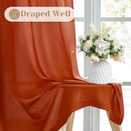 HOMEIDEAS Non-See-Through Fall Burnt Orange Privacy Sheer Curtains, 52 X 45 - Image 6