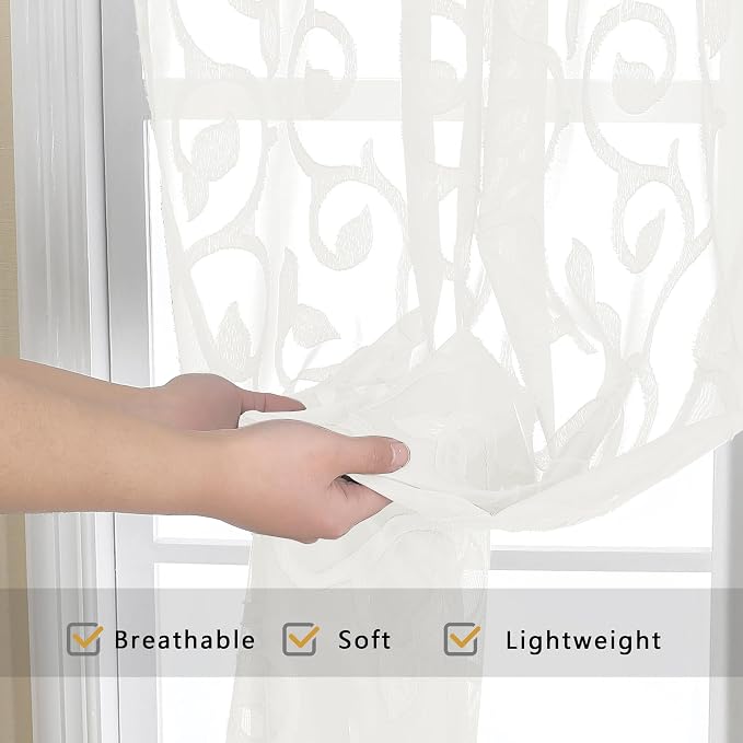 OWENIE Furman Sheer Ivory Curtains 84 inches Long - Image 7