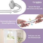 TVWOO Silver Wrap Around Curtain Rods:5/8 In Blackout Adjustable Window Curtain - Image 7