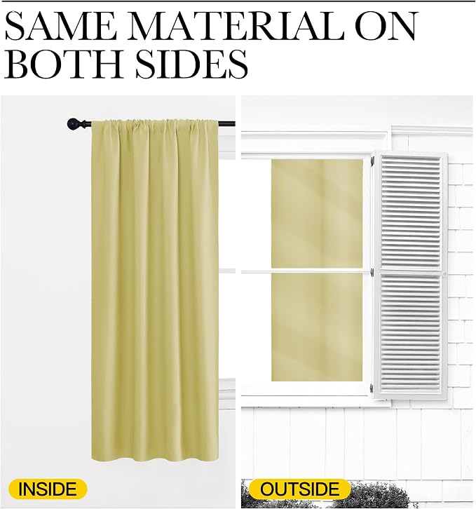 NICETOWN Bedroom Window Curtain Panels, Paler Yellow, 2 Panels, 62 in x 72 in - Image 5
