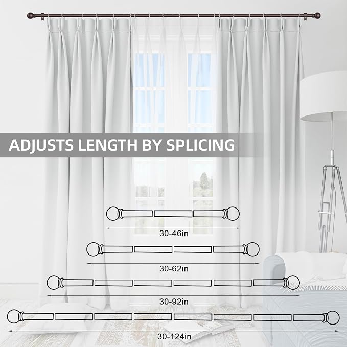 Thestoa Brown Curtain Rods for Windows 30-46 Inch, 5/8" Stainless Steel Small - Image 5
