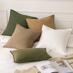 MIULEE Decorative Linen Pillow Covers 18x18 Inch Khaki Boho Farmhouse Neutral - Image 5