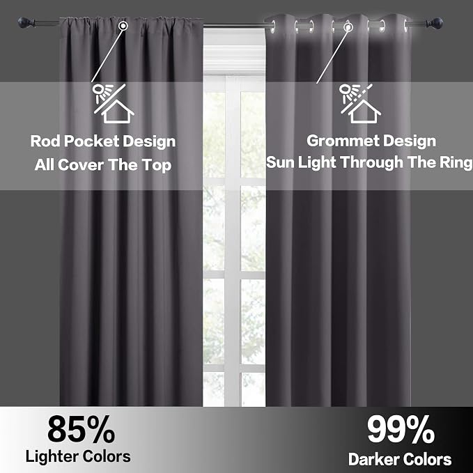 RYB HOME Blackout Curtains for Bedroom Living Room 72 inches Long, Thermal - Image 5