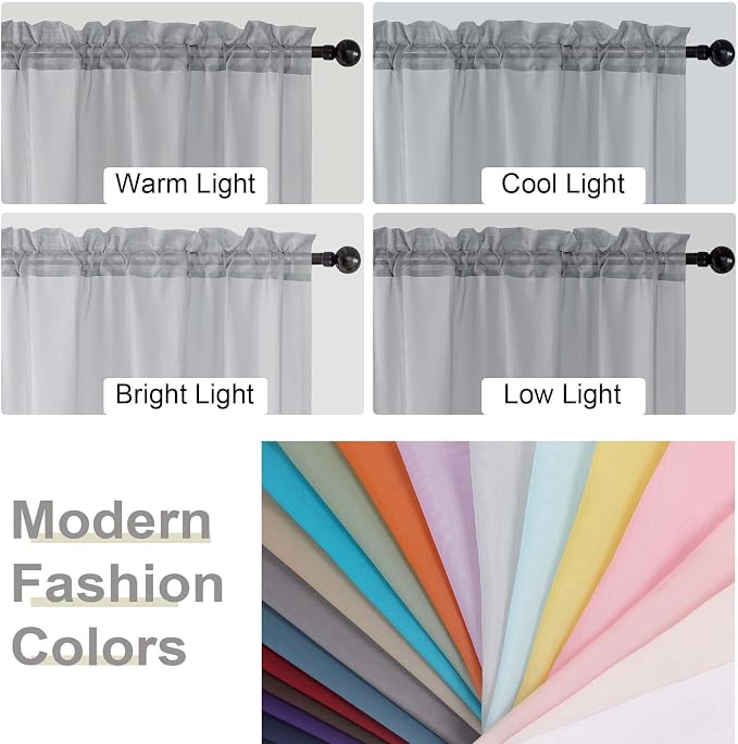 Light Grey Sheer Curtain for Bedroom Living Room 78 Inches Long 2 Panels Set - Image 7
