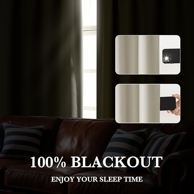 RYB HOME Bedroom Blackout Curtains 63 inches Long, 100% Blackout Thermal - Image 4
