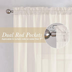 Lecloud Ivory Sheer Curtains 108 Inches Long 2 Panels, Solid Airy Voile Extra - Image 4