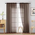Chocolate Sheer Curtains 84 Inches Long 2 Panels, Elegant Airy Transparent by Home