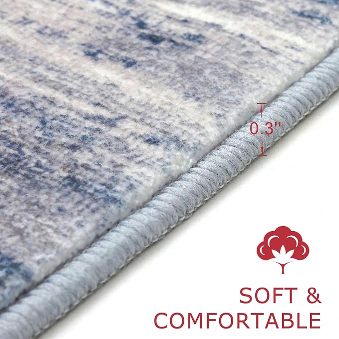 KOZYFLY Modern Abstract Washable Long Rug Runner 2.6x18 Hallway Rug Runner - Image 2