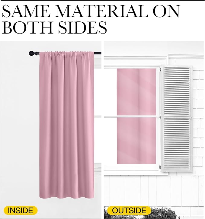 NICETOWN Window Curtains for Bedroom, Rouge Pink, 2 Panels, W42 x L48 -Inch - Image 5