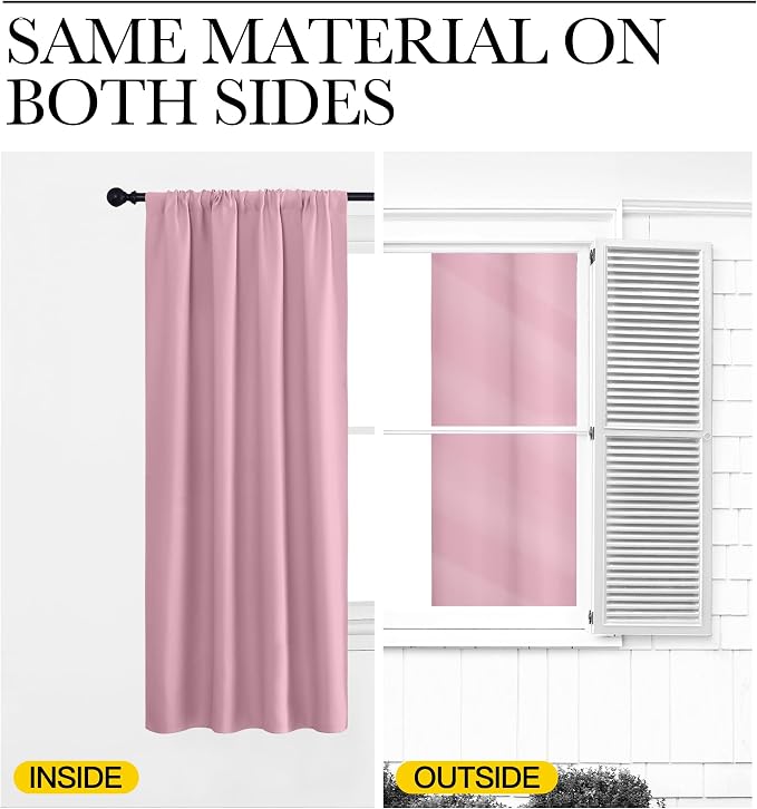 NICETOWN Blackout Curtains for Bedroom, Rouge Pink, 1 Pair, 62 by 63-inch - Image 5
