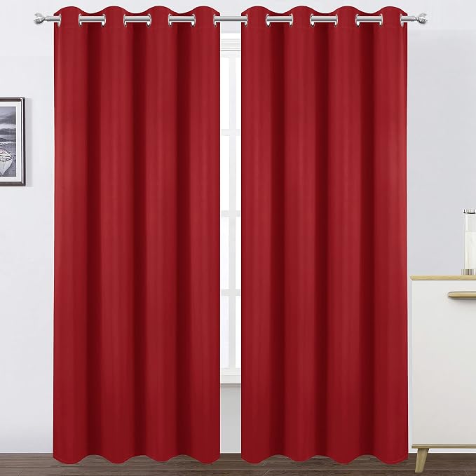 LEMOMO Blackout Curtains 66 x 95 inch/Bright Red Curtains Set of 2 by Lemomo