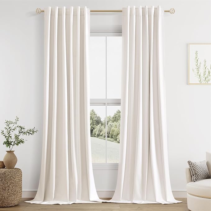 Guken 100% Blackout Linen Curtains 42 Inch Wide by 102 Inch 2 Panels Set by Guken