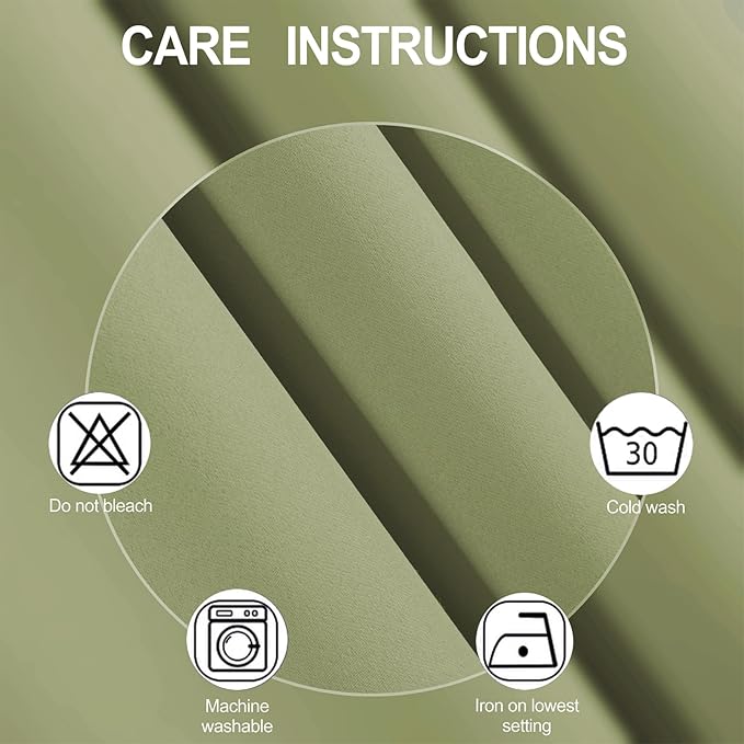 LEMOMO Sage Green Thermal Blackout Curtains/42 x 95 Inch/Set of 2 Panels Room - Image 4