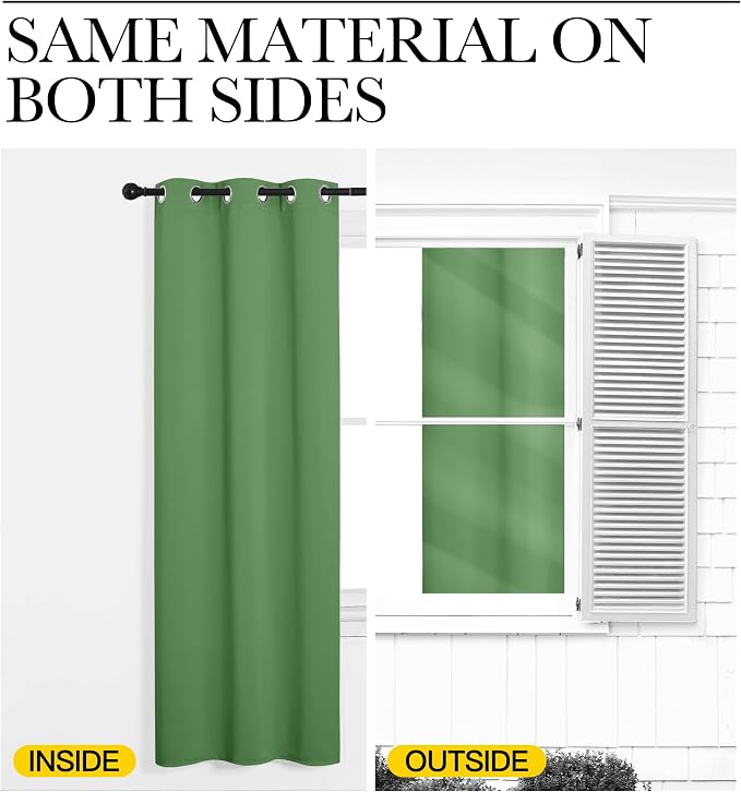 NICETOWN Forest Green Kitchen Blackout Short Curtain Panels - Image 5