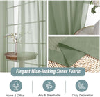 Sage Green Sheer Curtains for Window 72 inches Long 2 Panels Set, Soft Airy - Image 4