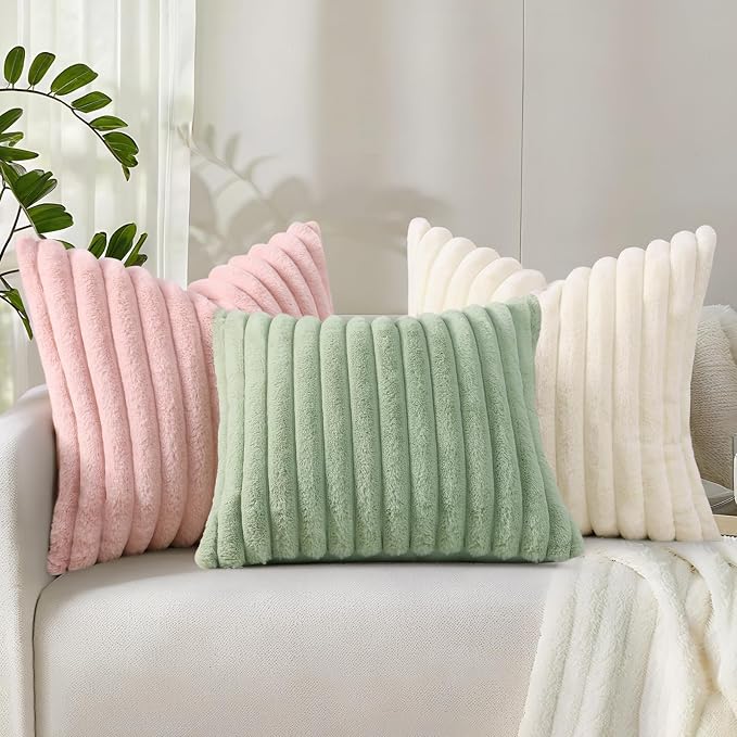 decorUhome Summer Cozy Faux Fur Throw Pillow Covers 26x26 Set of 2 Decorative - Image 9