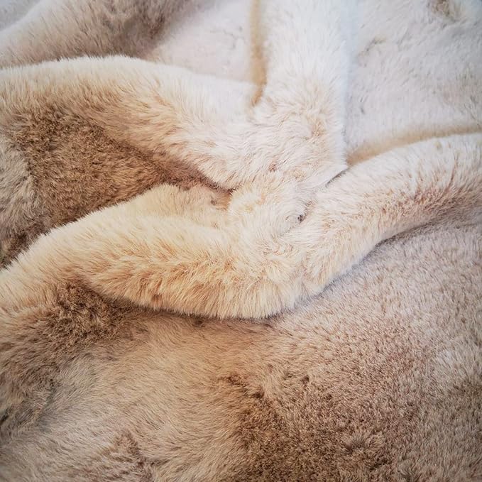 Ghouse Beige 8x10 Area Rug Fluffy Faux Rabbit Fur Rug Beige Rug Plush Fuzzy - Image 6