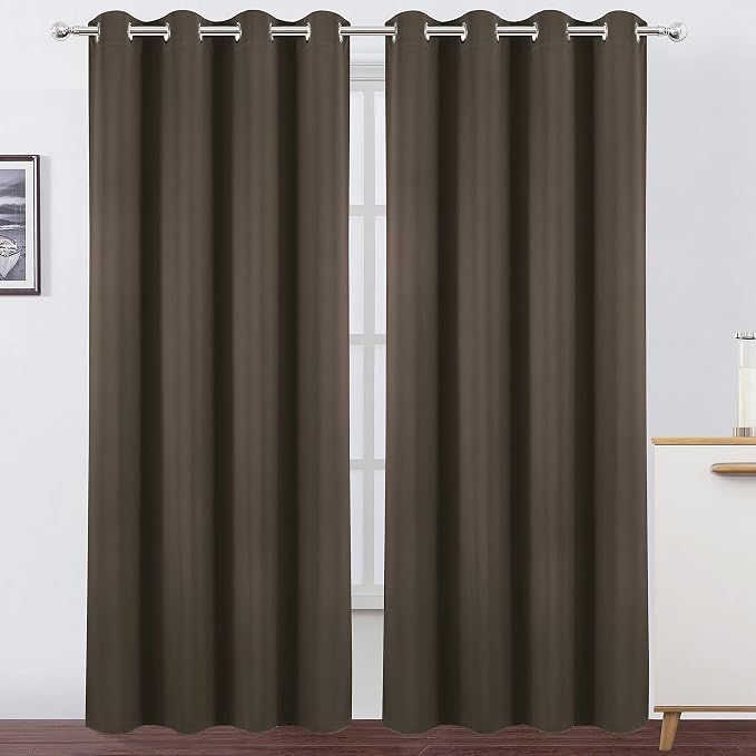 LEMOMO Blackout Curtains 66 x 84 inch/Chocolate Brown Curtains Set of 2 by Lemomo