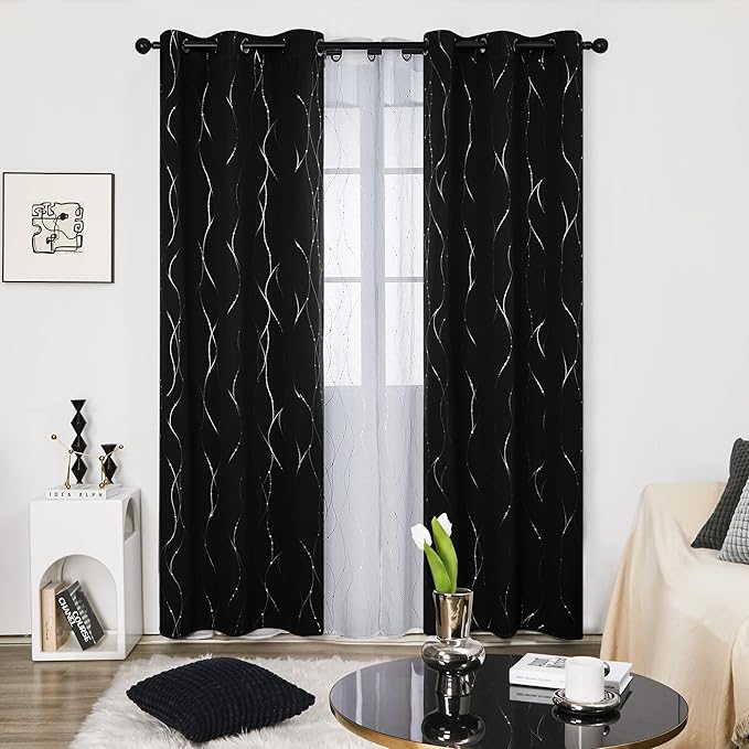 Deconovo Black Out Curtains for Living Room, 42 x 84 Inch Length 2 Panels Set by Deconovo