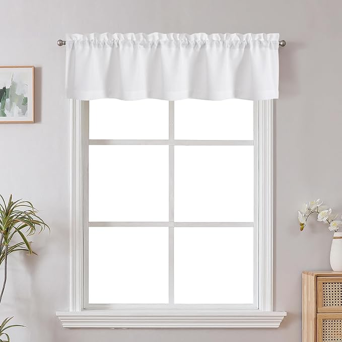Chyhomenyc White Valance for Windows, Light Filtering Faux Linen Solid Short - Image 7