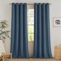 NICETOWN Semi Sheer Flax Linen Navy Blue Curtains 96 inches Long, Grommet Thick by NICETOWN