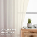 OVZME Cream Sheer Curtains 72 Inches Long 2 Panels - Image 3