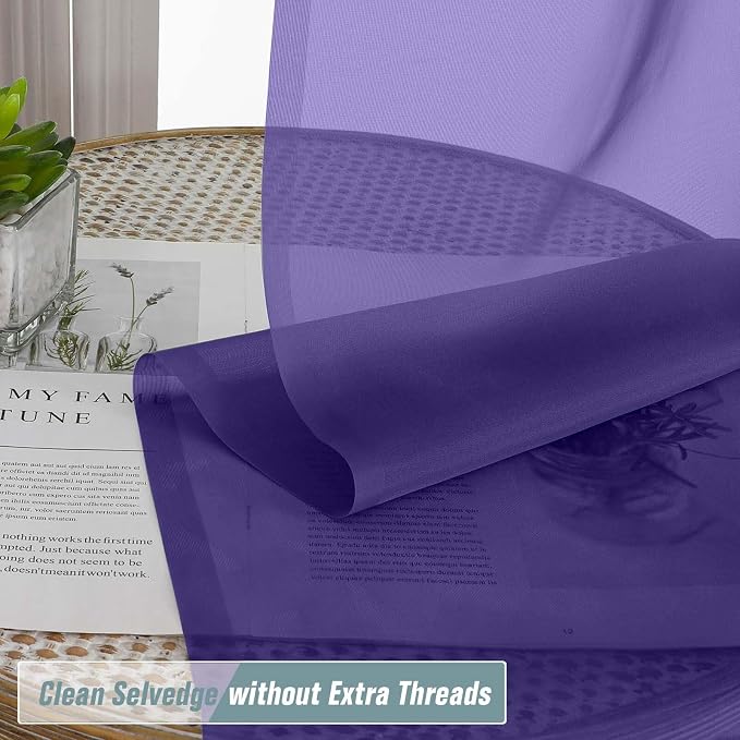 Purple Sheer Curtains Tier 30 Inches Length 2 Panels Set, Light Filtering - Image 5