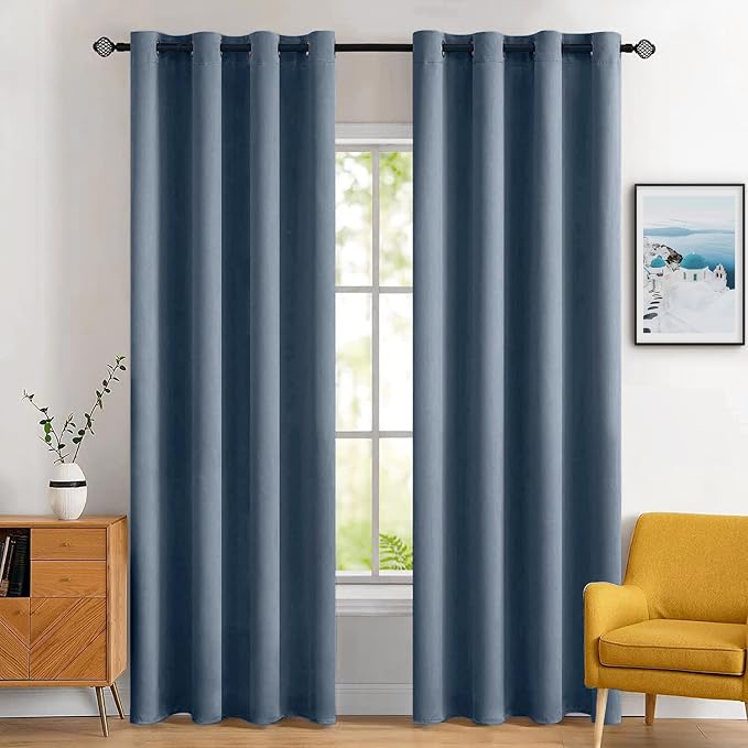 MIULEE Blackout Curtains for Bedroom Living Room Thermal Insulated Room Black by MIULEE