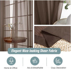 Chocolate Sheer Curtains 84 Inches Long 2 Panels, Elegant Airy Transparent - Image 4