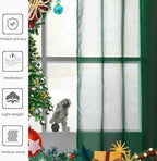 youleyar Solid Sheer Rod Pocket Curtain Voile Draperies 4 Panels White Beige - Image 5