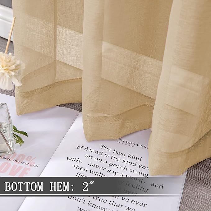 Tollpiz Sheer Curtains Living Room Linen Textured Curtain Sheers Light - Image 4