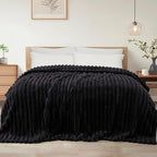 Exclusivo Mezcla Twin Size Flannel Fleece Blanket, Super Soft Striped Jacquard by ExclusivoMezcla