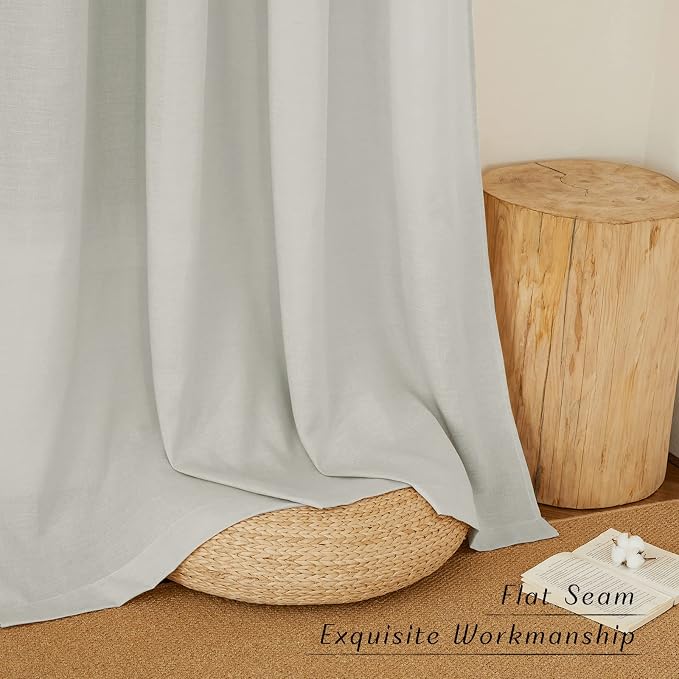 NICETOWN Flax Gray Linen Curtains - Image 2
