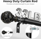 Long Black Curtain Rod, Heavy Duty 1 Inch Decorative Curtain Rods - Image 3