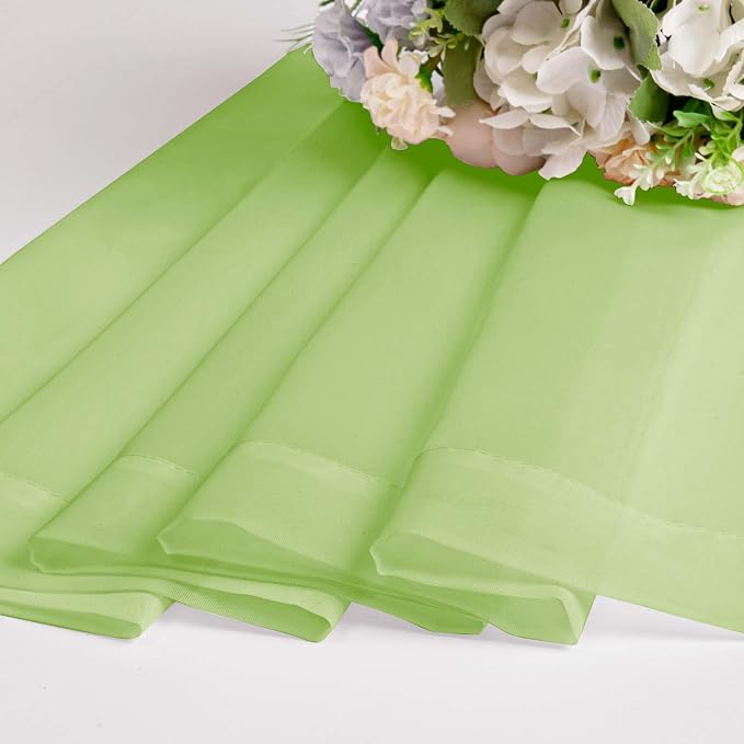 OWENIE Lime Sheer Curtains for Bedroom Living Room 96 Inches Long 2 Panels Set - Image 7