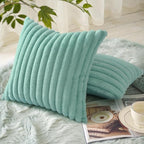 decorUhome Summer Cozy Faux Fur Throw Pillow Covers 24x24 Set of 2 Decorative - Image 2