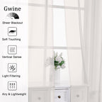 Gwine Ivory Sheer Curtains 84 Inches Long 2 Panels Set, Light Filtering Sheer - Image 2